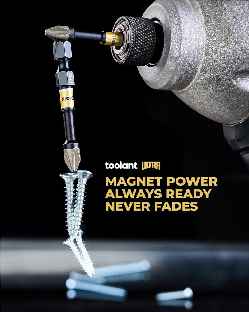 toolant 2 Inch Phillips Bit#1, Magnetic Anti Slip Impact Screwdriver Bits Set, 2pcs Impact Steel X2 PH1 Driver Dit Set with CNC Machined Tips for Impact Driver - Image 5